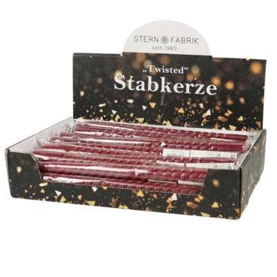 Stern Fabrik Bougie de dîner Twist Bordeaux 2,2 x 25 cm | 36 pièces