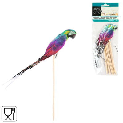 Bâtonnets à cocktail perroquet 15 cm lot de 10 | 36 pièces