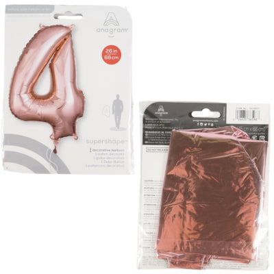 Amscan ballon en aluminium numéro 4 couleur or rose 66 cm | 40 pièces
