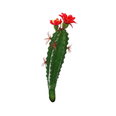 Cactus avec fleur rouge vert 19 cm | 48 pièces