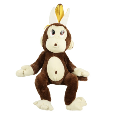 Peluche singe avec peau de banane assis 55 cm 2 assortis | 15 pièces