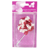 Fleur déco avec perles rouge 13 cm lot de 6 | 24 pièces