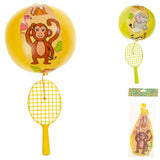 Raquette de tennis avec balle sur élastique safari 24 cm 2 assortis | 12 pièces