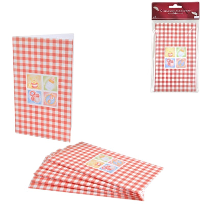 Cartes de douche de bébé vérifiées ensemble rouge de 6 | 24 pièces