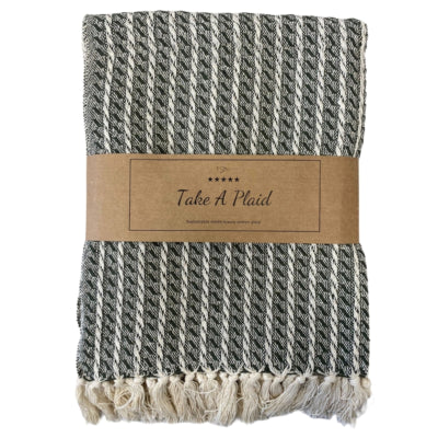 Prenez un plaid 28 coton recyclé noir 130 x 180 cm | 16 pièces