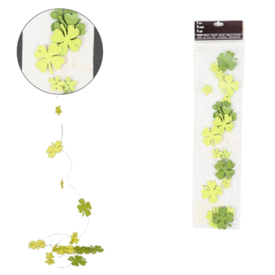 Guirlande trèfle à quatre feuilles vert 120 cm | 48 pièces