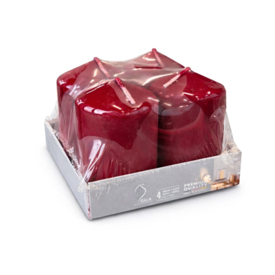 Bougie bloc Gala bordeaux 4,5 x 7,5 cm lot de 4 | 12 pièces