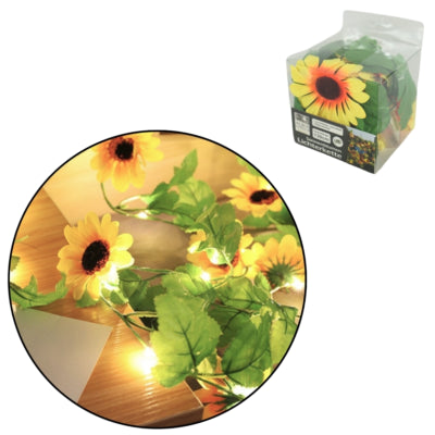 Guirlande lumineuse tournesol 10 LED sur batterie 1 m | 12 pièces