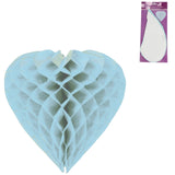Coeur en nid d'abeille bleu 30 cm | 24 pièces