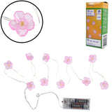 Guirlande lumineuse fleurs rose LED sur pile 120 cm | 25 pièces