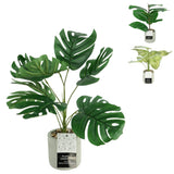 Plante artificielle en pot en ciment 40 cm 3 assortis | 6 pièces