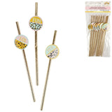 Pailles funky papier léopard 20 cm 8 pièces | 48 pièces