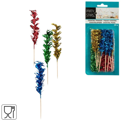 Brochettes à cocktail Party Stars 11 cm lot de 20 | 36 pièces