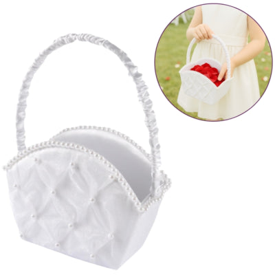 Panier fille de fleurs Miss France blanc 20 cm | 12 pièces