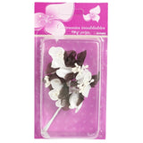 Fleur déco avec perles marron 13 cm lot de 6 | 24 pièces