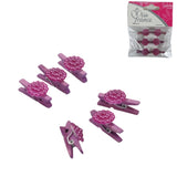Décoration Miss France fleur sur pince violet 2,5 cm lot de 6 | 24 pièces