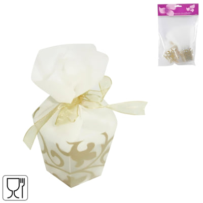 Emballage cadeau arabesque taupe lot de 6 | 24 pièces