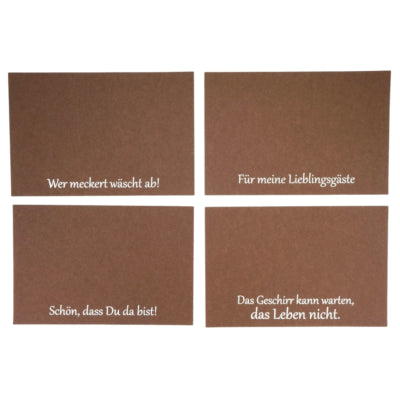Set de table avec dicton allemand feutre marron 45 x 30 cm 4 assortis | 48 pièces