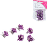 Pince avec fleur violet 2,5 cm lot de 6 | 24 pièces