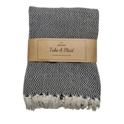 Prends un plaid 14 coton recyclé noir 130 x 180 cm | 12 pièces