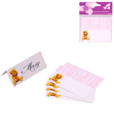 Cartes de table pour baby shower ours en peluche rose 10 cm 5 pièces | 48 pièces