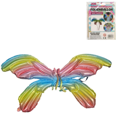 Ballon aluminium ailes de papillon arc-en-ciel 100 cm | 24 pièces