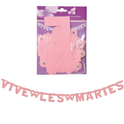 Guirlande de lettres vive les mariès rose 160 cm | 24 pièces