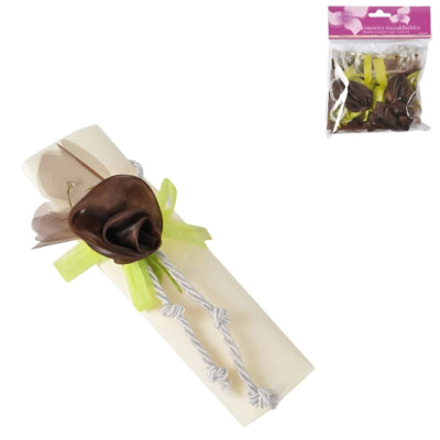 Rond de serviette corde avec décoration florale marron lot de 4 | 24 pièces