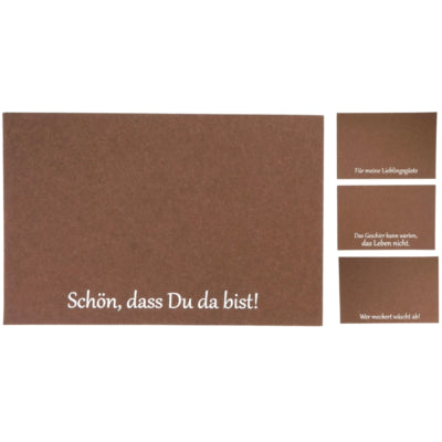 Set de table avec dicton allemand feutre marron 45 x 30 cm 4 assortis | 48 pièces