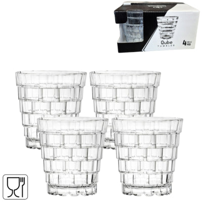 Gobelet en verre qube 280 ml lot de 4 | 12 pièces