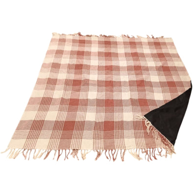 Take a plaid polyback pique-nique plaid rouille blanc 160 x 160 cm | 10 pièces