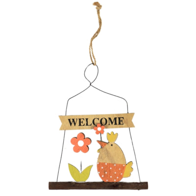 Pendentif bienvenue coq fleur 18 cm | 36 pièces