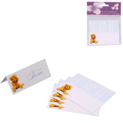 Cartes de table pour baby shower ours en peluche bleu 10 cm 5 pièces | 24 pièces