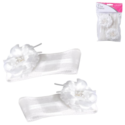Décoration noeud fleur tulle blanc 2 pièces | 24 pièces