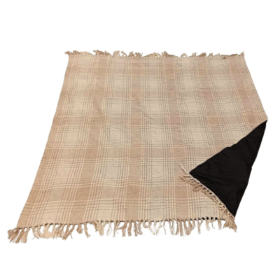Prends un plaid pique-nique polyback beige blanc 160 x 160 cm | 10 pièces