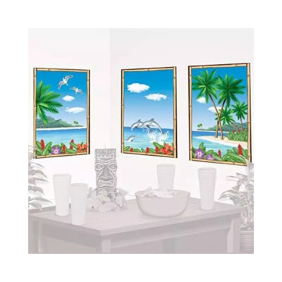 Amscan décoration murale triptyque affiche tropicale 85 cm lot de 3 | 24 pièces