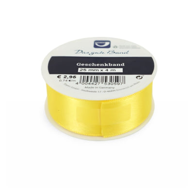 Ruban cadeau en corne satin jaune 4 m | 48 pièces