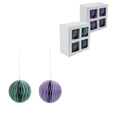 Migros (r) Boule de Noël en papier avec paillettes 9 cm 2 assortis lot de 4 | 6 pièces