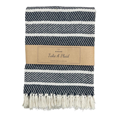 Prends un plaid 55 coton recyclé noir 130 x 180 cm | 16 pièces