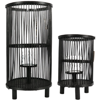 Hbx natural living ensemble de lanternes saigon 2 pièces noir