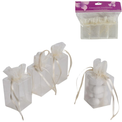 Emballage cadeau blanc 8,5 cm lot de 4 | 24 pièces