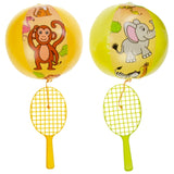 Raquette de tennis avec balle sur élastique safari 24 cm 2 assortis | 12 pièces