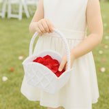 Panier fille de fleurs Miss France blanc 20 cm | 12 pièces