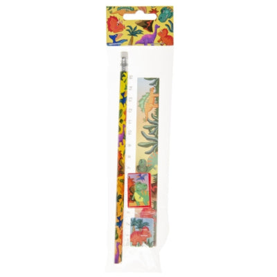 Set d'écriture dinosaure 19 cm lot de 4 | 24 pièces