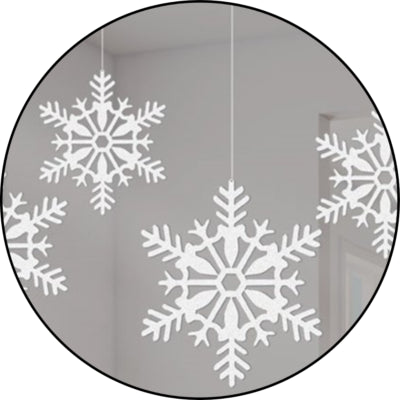 Amscan pendentif flocon de neige blanc avec paillettes 10 cm 4 pièces | 36 pièces
