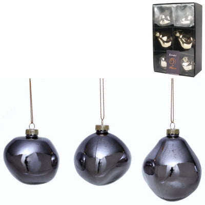 Xmas by mooss xmas by moos Boules de Noël gris 8 cm 6 pièces | 12 pièces