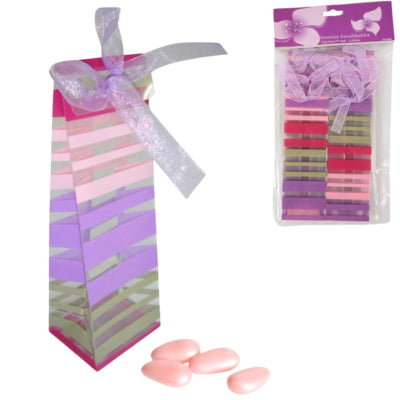Sac cadeau rayé violet 15 cm 6 pièces | 24 pièces