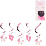 Amscan pendentif spirale bébé fille feuille 61 cm lot de 5 | 24 pièces