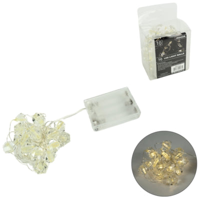 Guirlande lumineuse perles facettées LED sur pile 1 m | 24 pièces