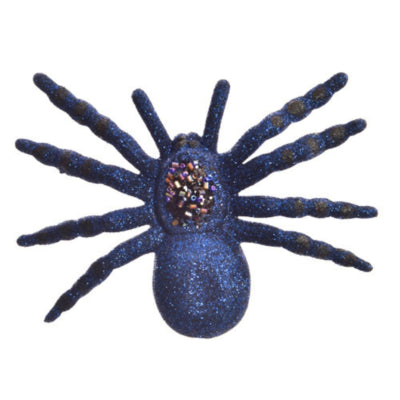 Décoration araignée sur clip bleu 15 cm | 24 pièces